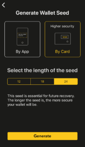 CoolBitX App - Recovery Seed Erstellung