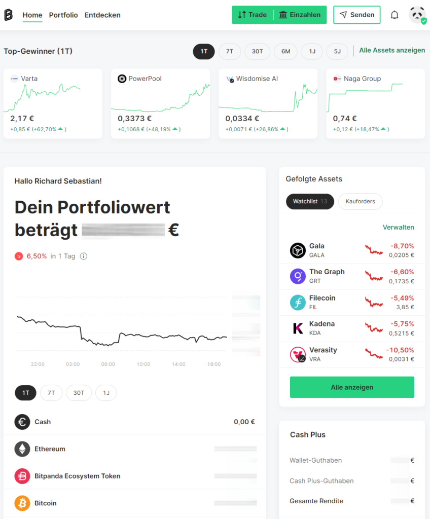 Bitpanda Dashboard Desktop